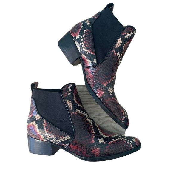 Naturalizer Shoes - Naturalizer Hailey Chelsea Boots Leather Ankle BootieS Red Snake Print NWOT